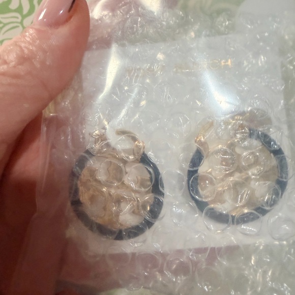 Tory Burch Miller Small Hoop Earrings Black Ename - Picture 7 of 7